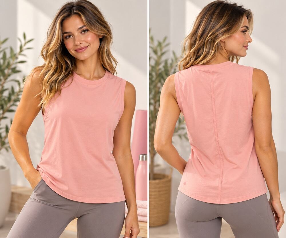 Lululemon All Yours Boyfriend Tank Top Size 6 Pink Pima Cotton Sleeveless